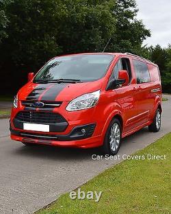 Ford Transit Custom Sport Van Tailored Seat Covers Black & Red Diamonds logos