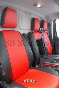 Ford Transit Custom Swb Van Seat Covers Made To Measure Red + Black Leatherette