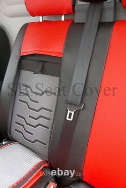 Ford Transit Custom Swb Van Seat Covers Made To Measure Red + Black Leatherette