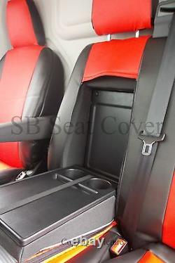 Ford Transit Custom Swb Van Seat Covers Made To Measure Red + Black Leatherette
