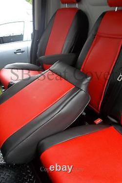 Ford Transit Custom Swb Van Seat Covers Made To Measure Red + Black Leatherette