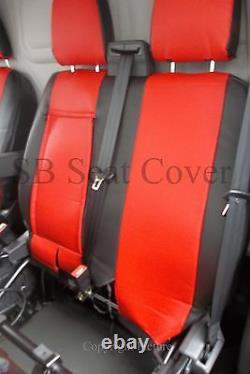 Ford Transit Custom Swb Van Seat Covers Made To Measure Red + Black Leatherette