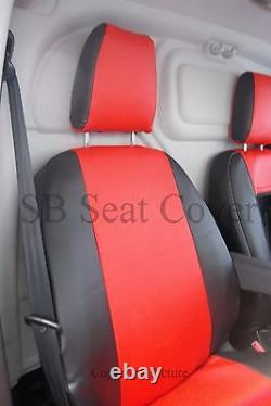 Ford Transit Custom Swb Van Seat Covers Made To Measure Red + Black Leatherette