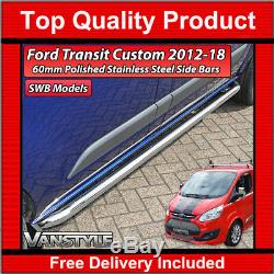 Ford Transit Tourneo Custom Polished Swb Sportline Bar Side Bars S. Steel Chrome