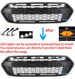 Grill For 2018-2023 Ford Transit Custom Grille Raptor Style Upgrade Black withLED