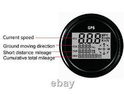 MPH SOG COG ODO TRIP Meter GPS Digital Speedometer Gauges 85mm 12/24V Car Truck