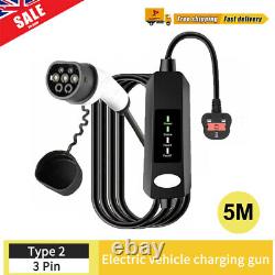 New 13A EV Charging 5m Cable Type 2 3-pin Electric vehicle charging gun UK