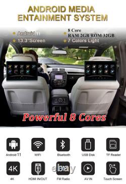 Pair 13.3in Car Headrest Digital Monitor Video Player Touch Screen WIFI 2+32G