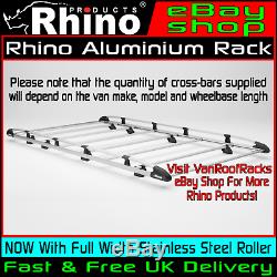 (SWB, LOW, TWIN) Rhino Aluminium Roof Rack + Roller Ford Transit Custom 2013-2020