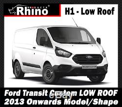 (SWB, LOW, TWIN) Rhino Aluminium Roof Rack + Roller Ford Transit Custom 2013-2020