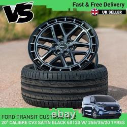 TRANSIT CUSTOM MK2 CALIBRE CV3 6x120 SATIN BLACK ALLOY WHEELS & 255/35/20 TYRES