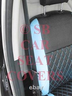 To Fit A Ford Transit Custom Van, 2015, Seat Covers, Black / Blue Diamond
