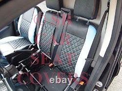 To Fit A Ford Transit Custom Van, 2015, Seat Covers, Black / Blue Diamond