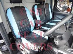 To Fit A Ford Transit Custom Van, 2015, Seat Covers, Black / Blue Diamond