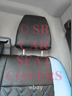 To Fit A Ford Transit Custom Van, 2015, Seat Covers, Black / Blue Diamond