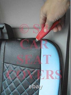 To Fit A Ford Transit Custom Van, 2015, Seat Covers, Black / Blue Diamond