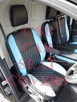 To Fit A Ford Transit Custom Van, 2015, Seat Covers, Black / Blue Diamond