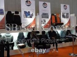 To Fit A Ford Transit Custom Van, 2015, Seat Covers, Black / Blue Diamond