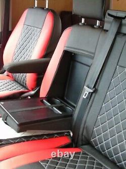 To Fit A Ford Transit Custom Van, 2016, Seat Covers, Crimson Red Diamond