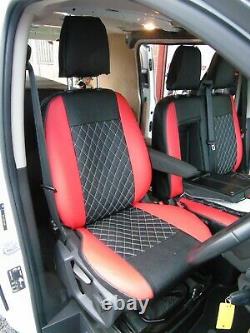 To Fit A Ford Transit Custom Van, 2016, Seat Covers, Crimson Red Diamond