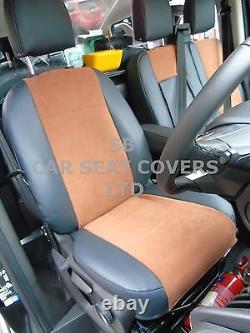 To Fit A Ford Transit Custom Van, Seat Covers, 2007, Leatherette / Tan Suede