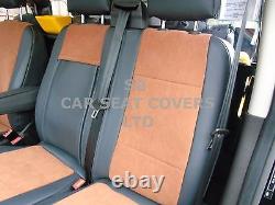 To Fit A Ford Transit Custom Van, Seat Covers, 2007, Leatherette / Tan Suede