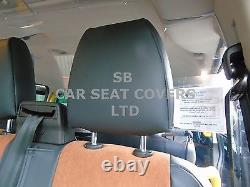 To Fit A Ford Transit Custom Van, Seat Covers, 2007, Leatherette / Tan Suede