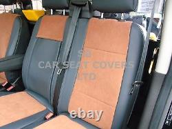 To Fit A Ford Transit Custom Van, Seat Covers, 2009, Leatherette / Tan Suede