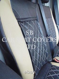 To Fit A Ford Transit Custom Van, Seat Covers, 2014, Beige / Bk Bentley Diamond