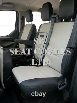 To Fit A Ford Transit Custom Van Seat Covers, 2015, Biege/ Black Leatherette