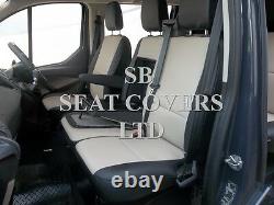 To Fit A Ford Transit Custom Van Seat Covers, 2015, Biege/ Black Leatherette