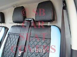 To Fit A Ford Transit Custom Van, Seat Covers, Swb, Bl / Bk Bentley Diamond