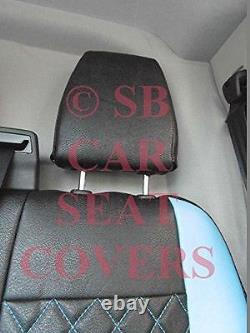 To Fit A Ford Transit Custom Van, Seat Covers, Swb, Bl / Bk Bentley Diamond