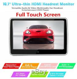 Touch Screen LCD Headrest Monitor DVD Player IR Remote Controller Game Disc USB