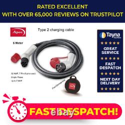 Type 2 Charging Cable 5M 32 A 7.4kW 7 Pin EV PHEV With Bag Quality New
