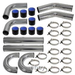 Universal 8 PCS 3.0 76mm Turbo Intercooler Pipe Kit + Silicone Hose Clamps BK