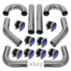 Universal 8 PCS 3.0 76mm Turbo Intercooler Pipe Kit + Silicone Hose Clamps BK