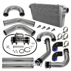 Universal Intercooler 600x300x76mm + 3 76MM Aluminum Piping Clamps BOV Kit BK